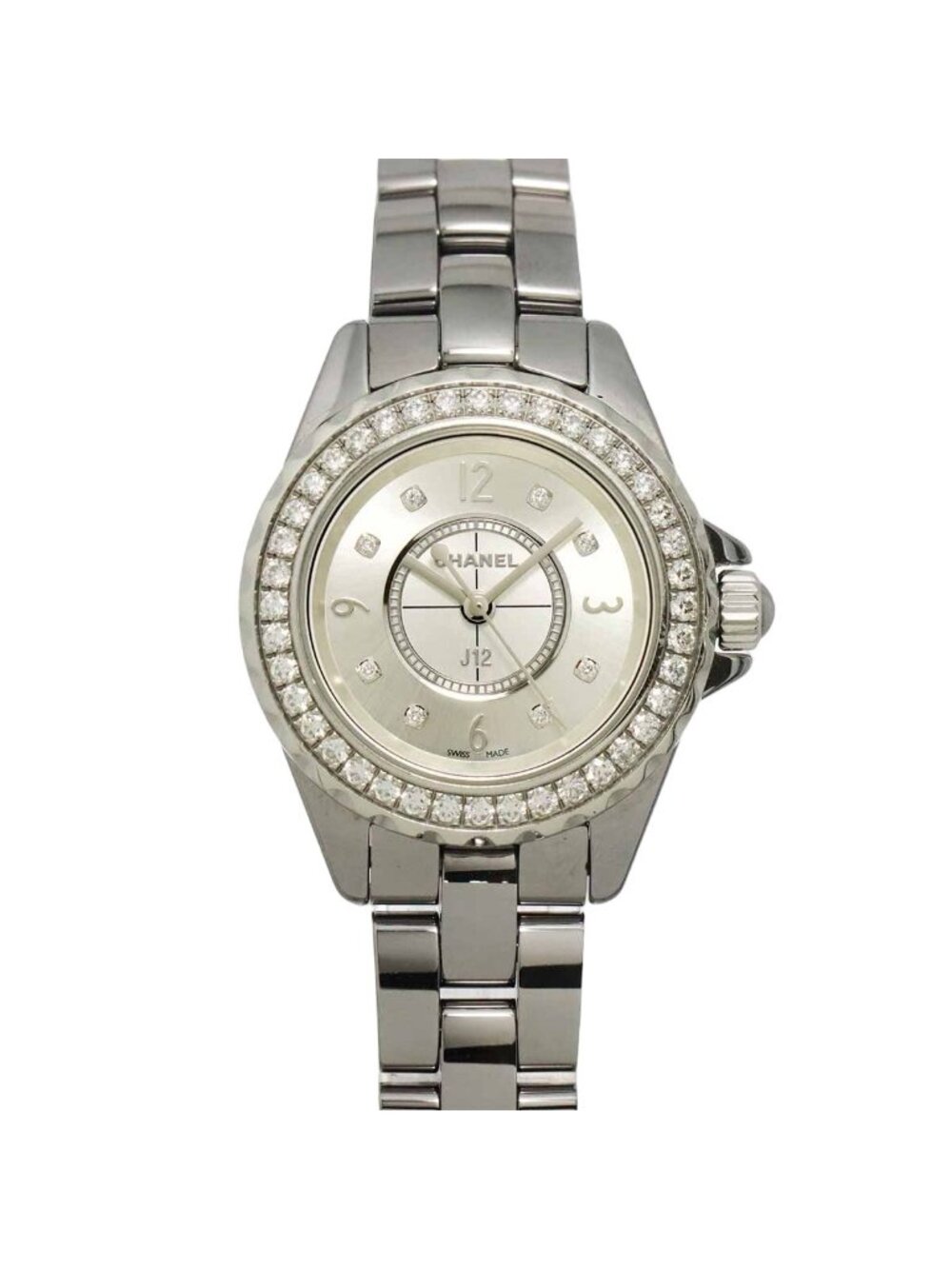 Chanel Bezeldiamond Watch Diamond Gray Ceramic